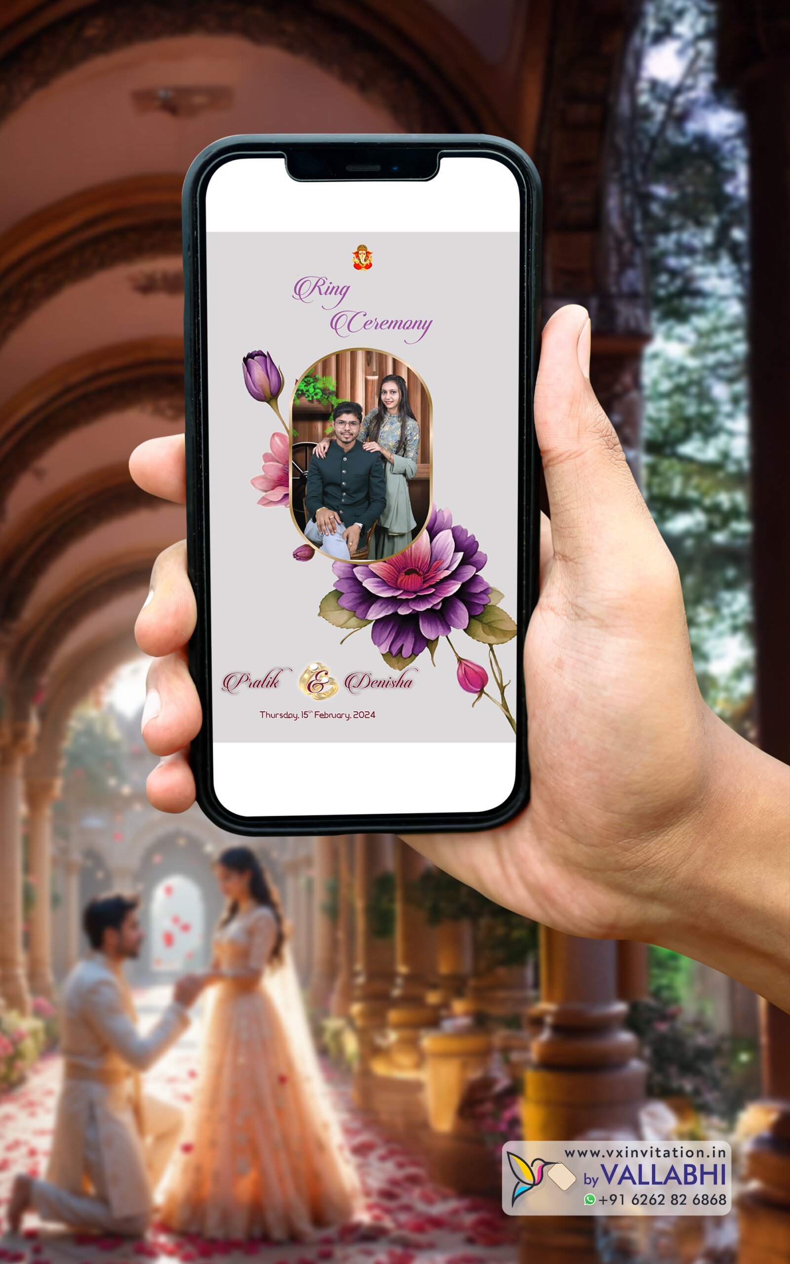 RCG-1003-1 💍 Elegant Ring Ceremony Digital Modern Interactive Invitation | D. No. RCG-1003 - Image 1