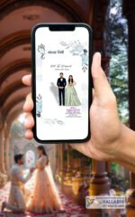 💍 Modern Premium Blue-Gray Floral Theme Engagement Digital Invitation | D. No. RCG-1014