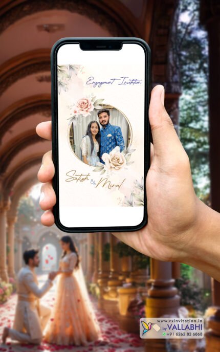 💍 Pastel Floral Theme Engagement Digital Invitation | D. No. RCG-1030