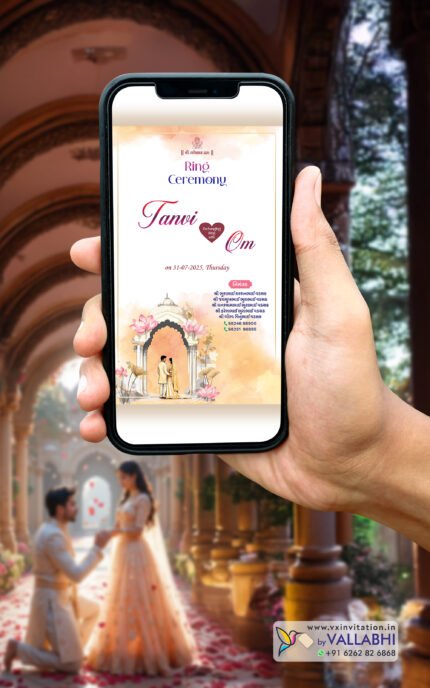 💍 Watercolor Lotus Arch Ring Ceremony Digital Invitation | D. No. RCG-1051