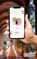 💍 Elegant Marble Floral Theme Ring Ceremony Digital Invitation | D. No. RCE-1021