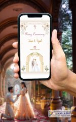 💍 Beige Floral Theme Elegant Couple Ring Ceremony Digital Invitation | D. No. RCE-1026