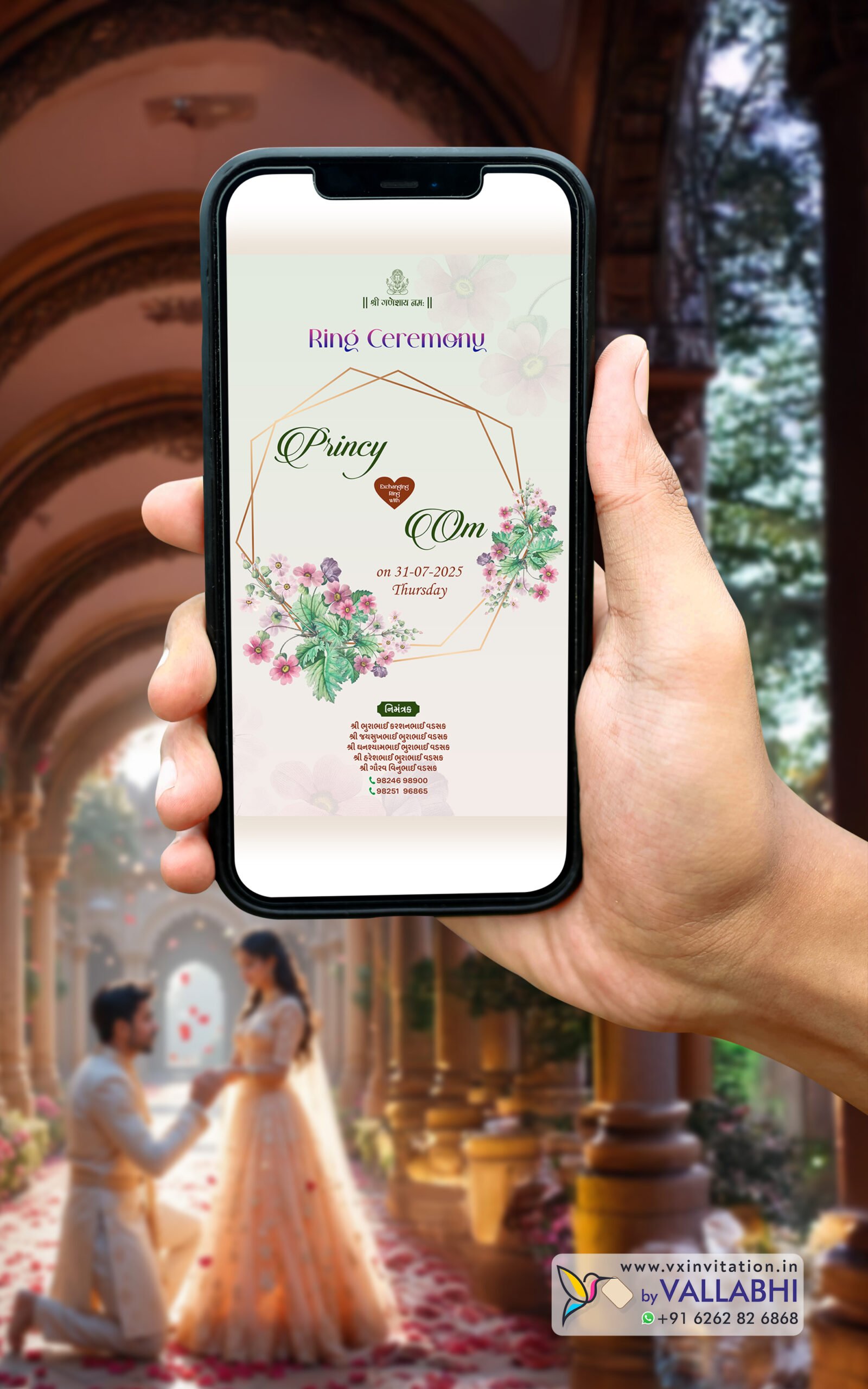 RCG-1070-1 🌸 Elegant Floral Pastel Ring Ceremony Digital Invitation | D. No. RCG-1070 - Image 1