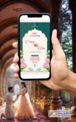 💍 Green & Floral Lotus Elegance Ring Ceremony Digital Invitation | D. No. RCH-1076